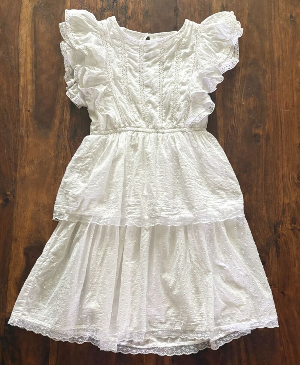 Japna Eyelet Lace white dress Small 100% Cotton Dainty Feminine Cottagecore